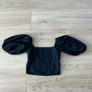 Abercrombie Puff Sleeve Poplin Squareneck Top